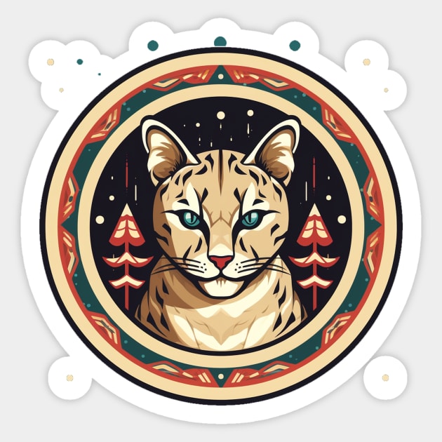 Ocelot in Ornament, Love Cats Sticker by logiamerch